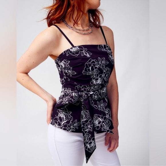 White House Black Market Floral Embroidered Bustier Top NWT Sz 2 - Picture 3 of 14